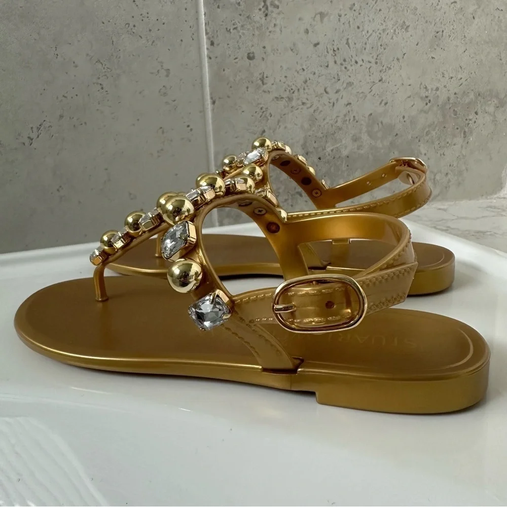 Stuart Weitzman Goldie Crystal Jelly Sandal Size 4